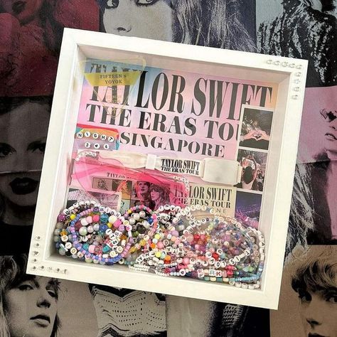 7 ways to repurpose your friendship bracelets from Taylor Swift’s Eras Tour | Her World Singapore Diy Shadow Box, Memory Frame, Bracelet Stand, Taylor Swift Birthday, Taylor Swift Tour Outfits, Swift Tour, Sell Diy, Taylor Swift Concert, Taylor Swift Fan