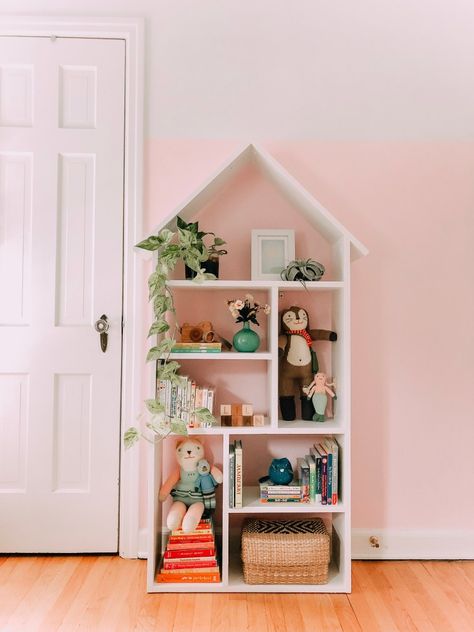 Diy Dollhouse Bookcase, Girls Bookcase, Toddler Bookcase, Nursery Bookcase, Dollhouse Bookshelf, Dollhouse Bookcase, Girls Room Diy, Diy Kids Room Decor, Bookcase Diy