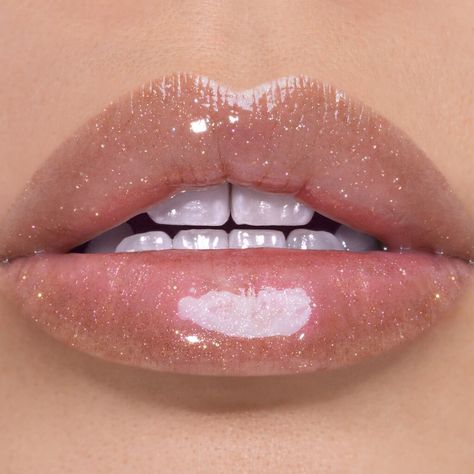 Flicker | LIP GLOSS Natural Lip Gloss, Hot Pink Lips, Sugarpill Cosmetics, Rose Gold Sparkle, Shiny Lips, Lip Shine, Gloss Labial, Eye Makeup Designs, Winter Break