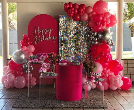 Pink Birthday Decorations, 30th Birthday Themes, 40th Birthday Party Decorations, Sweet 16 Decorations, Simple Birthday Decorations, Birthday Ideas For Her, Bday Party Theme, Birthday Party Theme Decorations, Wedding Anniversary Party