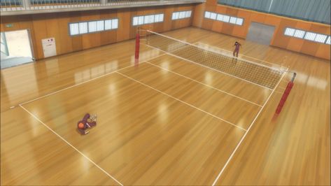 Volleyball Court Background, Gym Background, Court Background, Background Anime, Volleyball Court, Purple Wall Art, Haikyuu Volleyball, School Interior, Haikyuu Karasuno