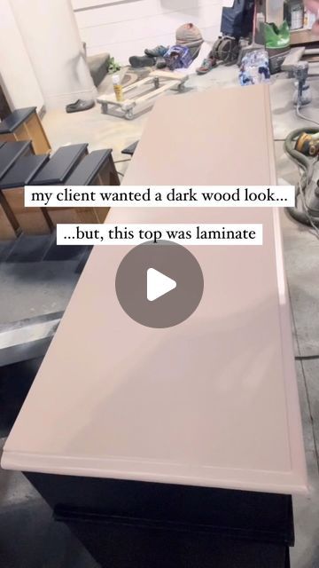 Jessica May Smith | furniture + DIY on Instagram: "Faux wood for this laminate top 🪵   After priming and painting using a light tan paint (this is @valsparpaint C+FE Wetland Clay), glaze using @rustoleum Transformations Decorative Glaze in Java Brown.  Tip: (thank you @touch.of.townsend 😊) either topcoat your paint using a matte topcoat first or begin with a matte paint, such as @fusionmineralpaint. Satin finishes tend to separate from the glaze creating bubbles that are extremely difficult to smooth.   #diy #diyfauxwood #rustoleum #glaze #furnitureflip #furniture #furnituremakeover #design #homedecor #reels #howto #dupe #paintedfurniture #paintedfurniturelove #fusionmineralpaint #diyhomedecor #furnituredesign" Painting Laminate Dresser, Rustoleum Transformations, Tan Paint, Laminate Table Top, Painting Laminate, Semi Gloss Paint, Antiquing Glaze, Glaze Paint, Matte Paint