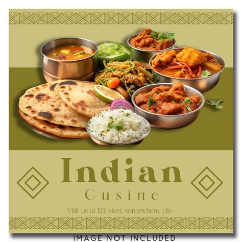 PSD a poster for indian cooking with a g... | Premium Psd #Freepik #psd Indian Food Poster, Cafe Poster, Cafe Posters, Persian Cuisine, Healthy Menu, Rice Ingredients, Red Kidney Bean, Event Food, Mixed Vegetables