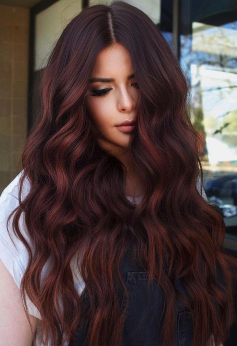 Reddish Brown Hair Color, Red Brown Hair Color, Unnatural Hair Color, Red Balayage Hair, Rambut Brunette, Reddish Brown Hair, Chestnut Hair Color, Brown Hair Dye, Dark Red Hair