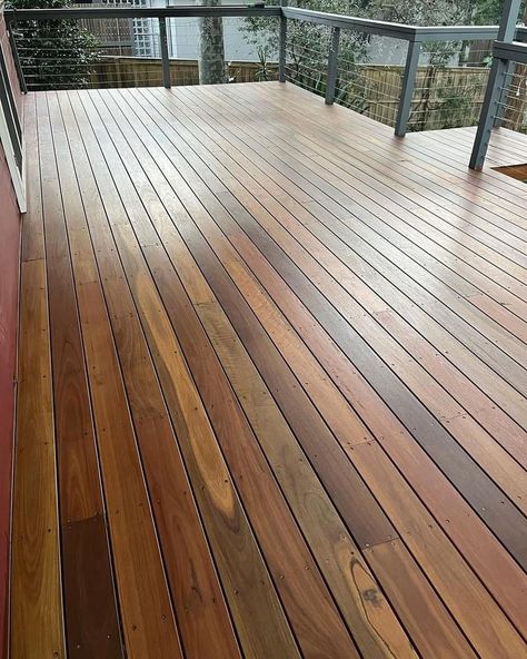 This deck had seen better days, but @mcbridecarpentryroofing installed some new Spotted Gum timber and finished the job with our Natural Decking Oil in Natural. We love how it highlights the wood's natural beauty. ✨ Click the link in our bio to learn more about this nourishing, matt coating. Spotted Gum Deck, Back Deck Designs, Spotted Gum Decking, Decking Oil, Timber Deck, Back Deck, Better Days, Better Day, Deck Design