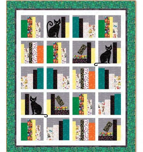 Curious Kittens by Wendy Sheppard Bookshelf Quilt, Cat Applique, Quilt Stores, Quilt Binding, Windham Fabrics, Quilts Ideas, Quilt Sizes, The Blocks, Quilt Kit