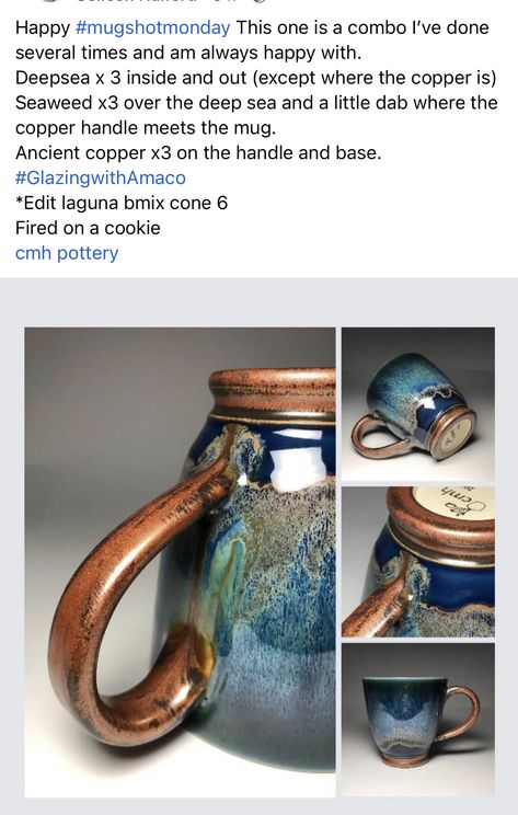 Deep Sea Glaze Combinations, Ancient Copper Glaze Combinations, Ancient Copper Glaze, Ceramics Glazing, Glaze Layering, Pretty Pottery, Glazing Ideas, Throwing Clay, Glaze Colors