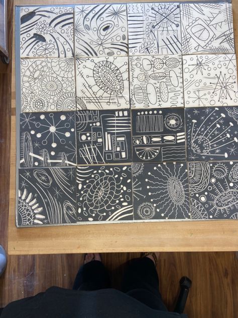 Pre-Glazed 6 x 6 Sgraffito Tiles Sgrafitto Tiles, Sgraffito Tiles, Tile Making, Tiles Designs, Sgraffito, Ceramic Tile, Tile Design, Ceramic Tiles, Tile