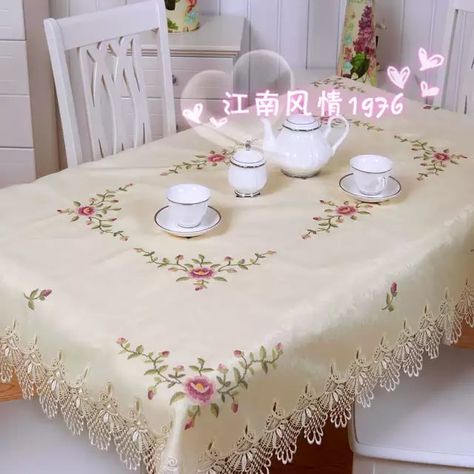 Hydrotropic gremial quality dining table cloth table cloth print . cross stitch tablecloth fashion table Cross Stitch Tablecloth, Cheap Table, Dining Table Cloth, Crocheted Dress, Fabric Paint Designs, Pola Kristik, Table Table, Handwork Embroidery Design, Ribbon Embroidery