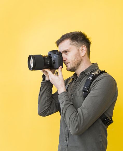 Someone Taking A Photo With A Camera, Male Photographer Poses With Camera, Someone Taking A Picture With A Camera, Holding Camera Pose, Camera Reference, Photographer Taking Pictures, Hand Camera, Metro Art, Dslr Quotes