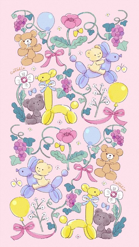 Gift Wrapping Drawing, Kawaii Illustration Wallpaper, Fabric Illustration, Doodle Wallpaper, Kawaii Pattern, Gift Illustration, Illustration Wallpaper, Cocoppa Wallpaper, Cute Pastel Wallpaper