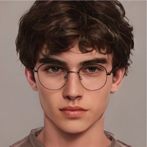 Brown Hair Brown Eyes Guy, Harry Potter Face, Character Prompts, Boys Glasses, Dystopian Books, Brown Hair Brown Eyes, Boy Face, Digital Portrait Art, Face Reference