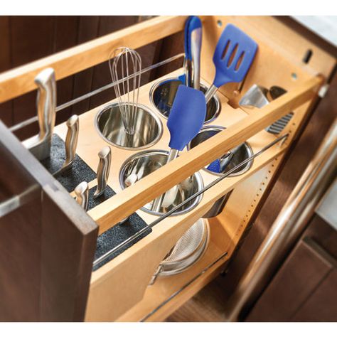 Rev-A-Shelf Pull-out Knife and Utensil Base Organizer with Blumotion Soft Close Kabinet Dapur, Rev A Shelf, Utensil Organization, New Kitchen Cabinets, Classic Kitchen, Kitchen Cabinet Organization, Kitchen Drawers, Ikea Kitchen, Cabinets Organization