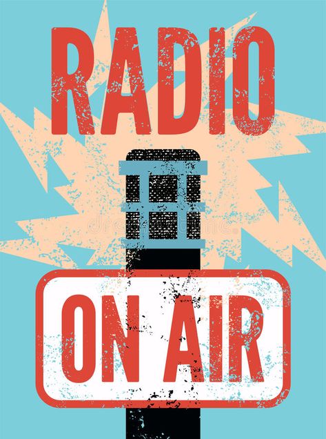 Typographic retro grunge radio station poster. Microphone On air. Vector illustr #Sponsored , #paid, #SPONSORED, #grunge, #Typographic, #station, #radio Radio Poster Design, Radio Poster, On Air Radio, Calendar Graphic, Radio Design, Poster Design Layout, Retro Radio, Old Radios, Interior Design Mood Board