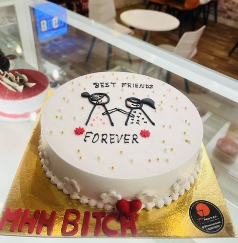 Friendship Cake Design Friends, Bff Cake Ideas Best Friends, Bff Birthday Cake, Friendship Cake, Bff Birthday, Simple Cake Designs, Chocolate Cake Decoration, 7th Heaven, Easy Cake Decorating