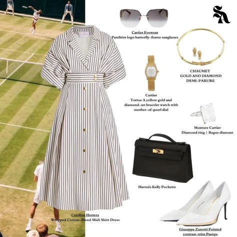 Wimbledon Outfit Women, Wimbledon Outfit, Paint Clothes, Classy Ootd, Luxurious Clothes, Luxury Wardrobe, Spring Styles, Cat Phone, Evening Dresses With Sleeves