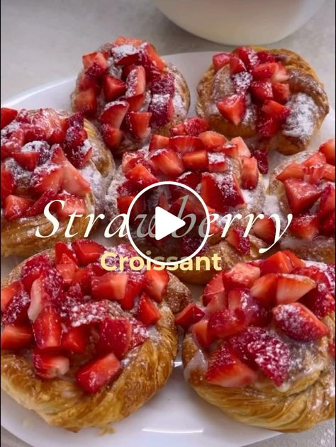 Lemon8 · Easy yummy strawberry Croissant 🥐 🍓  · @🌸 Strawberry Filled Croissants, Recipes Using Croissants, Strawberry Croissant, Filled Croissants, Brunch Spread, Strawberry Filling, Fresh Strawberry, Puff Pastry, Recipe Using