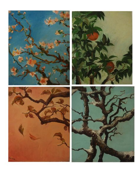 #seasons #wheel of the year Seasons Changing Art, Seasons Artwork, Four Seasons Painting, Seasons Painting, Four Seasons Art, Sister Art, Gcse Art Sketchbook, Seasons Art, A Level Art