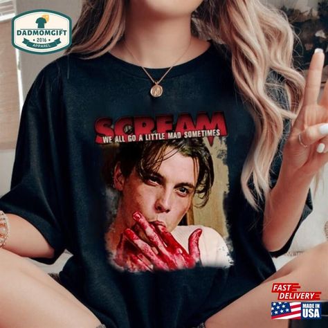 Vintage Billy Loomis Shirt Scream Movie Sweatshirt We All Go Little Mad Sometimes Shirts Hoodie Check more at https://dadmomgift.com/product/vintage-billy-loomis-shirt-scream-movie-sweatshirt-we-all-go-little-mad-sometimes-shirts-hoodie/ Scream Hoodie, Billy Loomis Hot, Billy Loomis, Twilight Funny, Scream Movie, Funny Animal Quotes, Book Shirts, Home T Shirts, Scream