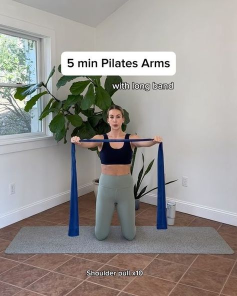 Amanda Blauer on Instagram: "SAVE this quick Pilates arm workout with the long band!! 💪🏼   Sound 🆙 for breath 🌬️ cues in real time.   Try fully guided Pilates Band class and 200+ more in the @amandablauerpilates App and website. Your first week is FREE through the 🔗 in bio.  Join 1000s of others getting strong 💪🏼 at 🏡.  #pilatesband #pilatesathome #pilatesgirl #pilatesmat #armworkout #pilatesarms" Pilates Arm Workout, Pilates Band, Pilates At Home, Mat Pilates, First Week, Band Workout, Arm Workout, Real Time, Pilates