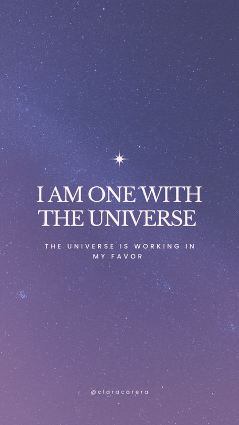 morning affirmation: i am one with the universe, the universe is working in my favor Universe Conspires In My Favor, I Am The Universe, Thank The Universe, One With The Universe, Dear Universe, Abundance Manifestation, Vision Board Affirmations, Morning Affirmations, Daily Affirmations