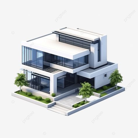 3d modern house or home isometric modern building and architecture 3d Modeling Architecture, Blender House Model, Blender House, Isometric Architecture, Building Isometric, Isometric House, 3d Building Design, House Template, Building House Plans Designs