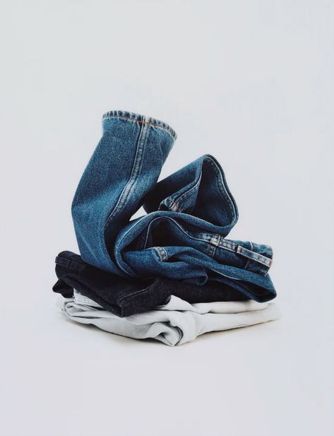 Denim Still Life, Denim Inspiration Board, Sustainability Photography, Denim Photography, Denim Aesthetic, Denim Editorial, Sustainable Denim, Denim Flats, Denim Ideas