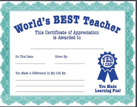 Teacher Appreciation Awards, Best Teacher Award, Free Teacher Appreciation Printables, Pto Today, Appreciation Certificate, School Volunteer, Teacher Awards, Teacher Certification, Teacher Appreciation Printables