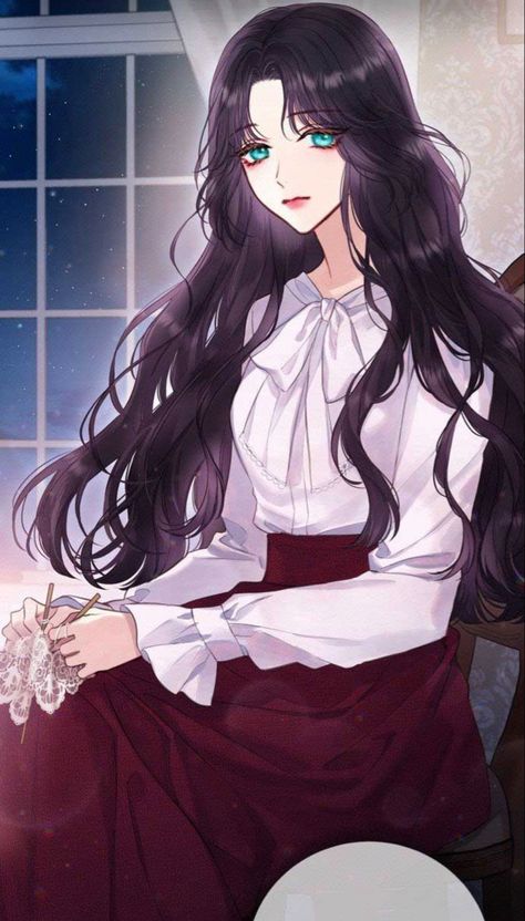 Anime Wavy Hair Female, Manhwa Girl Black Hair, Poseidon X Sasaki, Manhwa Female, Manhwa Women, Female Anime Characters, Pelo Cafe, Anime Long Hair, Black Wavy Hair