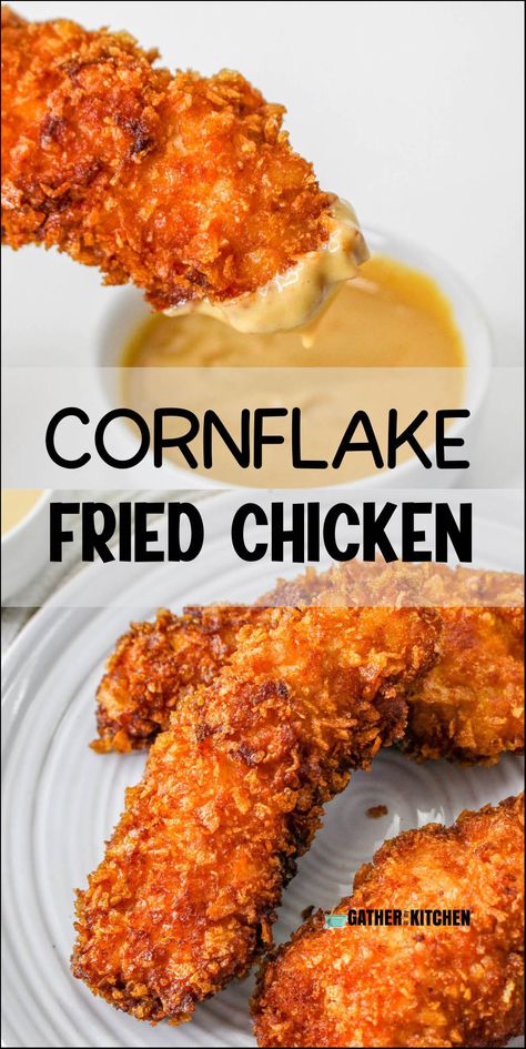 Cornflake Chicken Breast, Fried Chicken Breast Recipe, Cornflake Chicken, Easy Fried Chicken, Fried Chicken Tenders, Fried Chicken Recipe, Pan Fried Chicken, Buttermilk Fried Chicken, Oven Fried Chicken