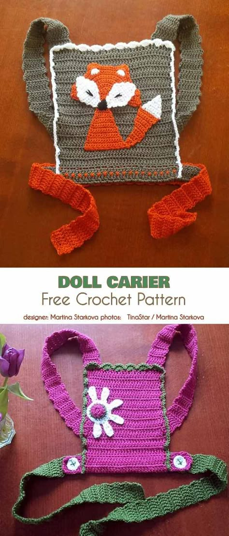 Would be cute to turn into a backpack too Baby Carrier Pattern Free, Crochet Doll Carrier, Doll Carrier Free Pattern, Doll Carrier Pattern, Baby Carrier Pattern, Baby Doll Carrier, Carrier Pattern, Doll Carrier, Crochet Amigurumi Free Patterns