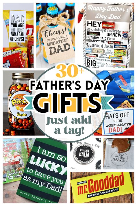 Make father’s day easy this year with these excellent father’s day gifts with free printables! Just print and go! Fathers Day Food Gifts Ideas, Fathers Day Church Gifts Ideas, Fathers Day Treats For Church, Grandparents Day Treats, Small Fathers Day Gifts For Church, Fathers Day Candy Gifts, Fathers Day Gifts For Church Men, Father’s Day Treats From Kids, Fathers Day Treats Ideas