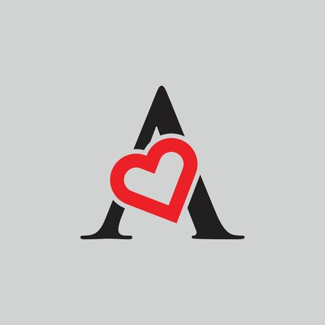 Logo Heart Letter A. Beautiful vector love logo design. A love outline creative letter design Letter A With Heart, Signature Ideas For Letter A, Love Logo Heart, A With Heart, Letter A Heart, Heart Logo Design, Love Logo Design, Ganesha Artwork, S Letter Images