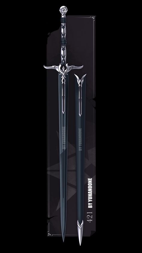 Fantasy Greatsword, Fantasy Dual Swords, Epic Swords Fantasy, Black Greatsword, Fantasy Blade, Longsword Fantasy Art Swords, Tactical Swords, Types Of Swords, Pretty Knives