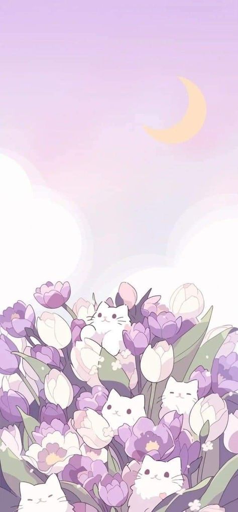 Cute Simple Wallpapers, Cool Wallpapers Art, Dessin Adorable, Pretty Wallpapers Backgrounds, Kawaii Wallpaper, Cat Wallpaper, Cute Backgrounds, Cute Animal Drawings, Purple Wallpaper