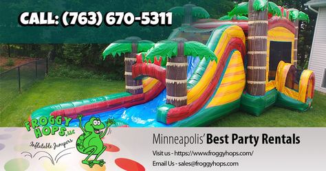 20' x 20' High Peak Tent | FroggyHops.com Minneapolis MN. Water Slide Bounce House, Water Slide Rentals, Bounce House Rentals, Bouncy House, Inflatable Bounce House, Taco Bar, Bouncy Castle, Bounce House, Inflatable Water Slide