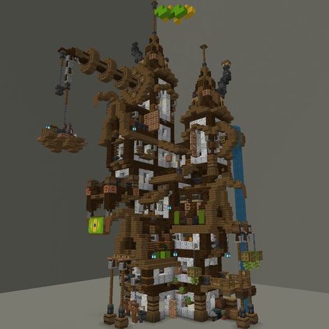 Steampunk House Minecraft, Steampunk Minecraft Builds, House Hightower, Minecraft Steampunk, Steampunk City, Minecraft Structures, Minecraft Interior Design, Bangunan Minecraft, Steampunk House