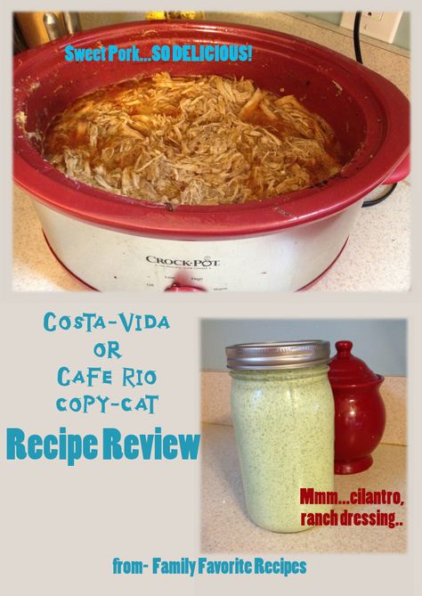 Recipe Review- Costa Vida (Cafe Rio) Sweet Pork Salad » Everyday Creative Costa Vida Pulled Pork, Costa Vida Dressing, Sweet Pork Salad Costa Vida, Sweet Pulled Pork Costa Vida, Copycat Costa Vida Sweet Pork, Sweet Pork Costa Vida Crock Pot, Sweet Pork Costa Vida, Costa Vida Sweet Pork Recipe, Cafe Rio Sweet Pork Salad