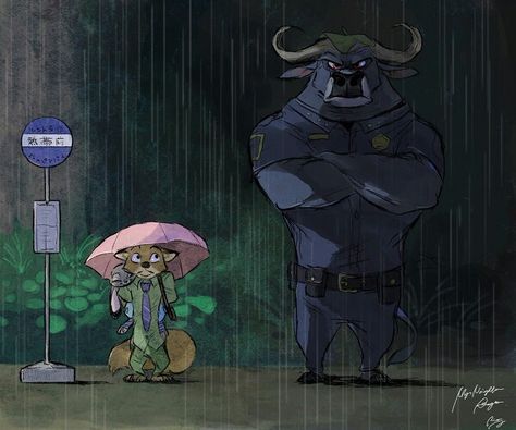 Zootopia Chief Bogo, Chief Bogo, Zootopia Fanart, Zootopia Nick And Judy, Dreamworks Characters, Disney Au, Zootopia Comic, Zootopia Art, Nick Wilde