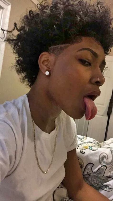 She fine as shit  What that tongue do tho?                                                                                                                                                                                 More Stud Lesbians, Pelo Afro, Corte De Cabelo Masculino, Afro Hair, Short Natural Hair Styles, Fade Haircut, Latest Hairstyles, Afro Hairstyles, Black Girls Hairstyles