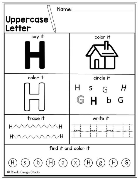 Letter H Coloring Pages Letter H Learning Activities, Letter H Art Preschool, H Letter Worksheet, H Art For Preschool, Letter H Kindergarten Activities, Preschool Letter H Activities, H Preschool Crafts, Letter H Preschool Activities, Letter H Worksheets Preschool