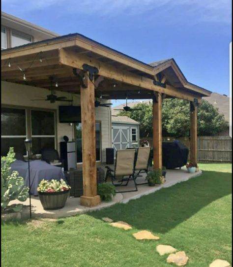 Attached To House Covered Patios, Ranch Style Home Back Patio Ideas, Add On Back Porch, Lean To Front Porch Ideas, Back Porch Ideas Covered On A Budget, Open Back Porch Ideas, Covered Back Porch Ideas On A Budget, Backyard Patio Covers Ideas, Overhang Porch Covered Patios