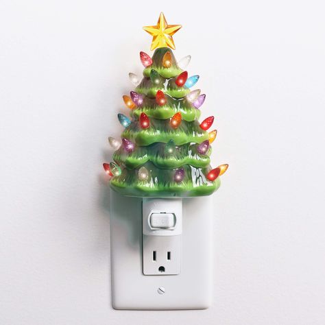 PRICES MAY VARY. MILLTOWN MERCHANTS CHRISTMAS CLASSICS - The Milltown Merchants Christmas Classics line is a contemporary take on nostalgic ceramic Christmas decor that has been popular for generations. LIGHTED CERAMIC CHRISTMAS TREE NIGHT LIGHT - The Milltown Merchants Lighted Vintage Christmas Tree Night Light is a must have for your holiday decor! Holiday night lights are perfect for adding festive fun to outlets throughout your home. NOSTALGIC STYLING - This adorable vintage holiday tree bri Christmas Tree Night, Ceramic Christmas Tree Lights, Bubble Christmas, Halloween Lights Decorations, Christmas Classics, Christmas Desktop, Decorative Night Lights, Classic Christmas Decorations, Christmas Lamp