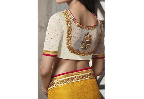 25 Latest Sexy And Sultry Blouse Designs For Silk Sarees ब्लाउज बैक नेक डिजाइन, Net Saree Blouse Designs, Net Saree Blouse, Worked Blouse, Netted Blouse Designs, Net Blouse, Blouse Designs Catalogue, Saree Blouse Neck Designs, Rs 5