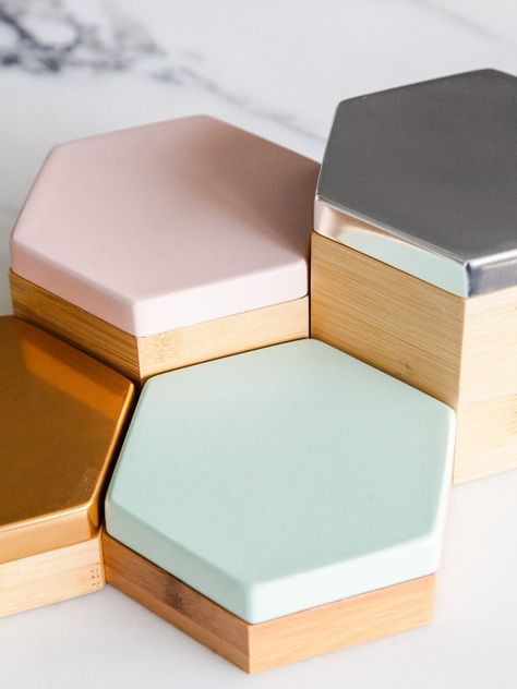 ‘Hex’ boxes by Sydney based design studio Evie Group. Metal Tile, Nordic Interior, The Design Files, Interior Trend, Storage Jars, Jewellery Display, Interior Designer, Home Deco, Home Design