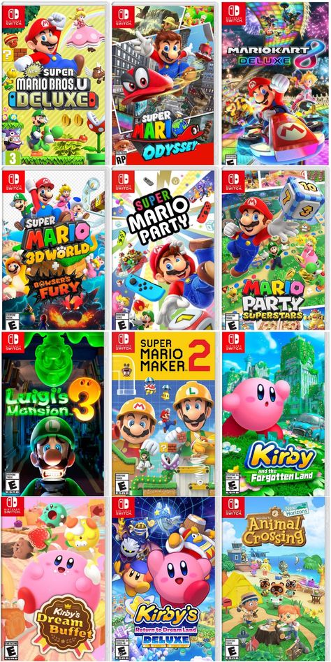 Nintendo Switch Kirby Games Nintendo, Nintendo Switch Games Collection, Nintendo Switch Aesthetic Games, Nintendo Switch Games Mario, Kirby Game, Mario Y Luigi, Bored Games, Mario Game, Nintendo Store