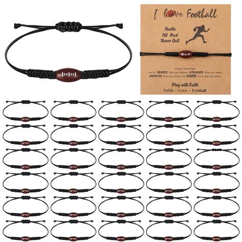 PRICES MAY VARY. Generous Package Inclusion: each pack includes 30 football bracelets and 30 inspirational cards; These football wristbands and cards are a good football party favor set, providing a stylish accessory for young and old football enthusiasts Adjustable Size: these sport bracelets and cards are good for football enthusiasts of all ages; With the adjustable design feature, the football bracelets can be adjusted from 6.5 inches to 10 inches, making them suitable for both adults and te Football Prize Ideas, Homecoming Treats For Football Players, Football Favors Ideas, End Of Year Football Party, Football Gift Bags For Players, Football Homecoming Gifts For Boys, Football Banquet Gifts For Players, End Of Season Football Player Gifts, Football Spirit Ideas