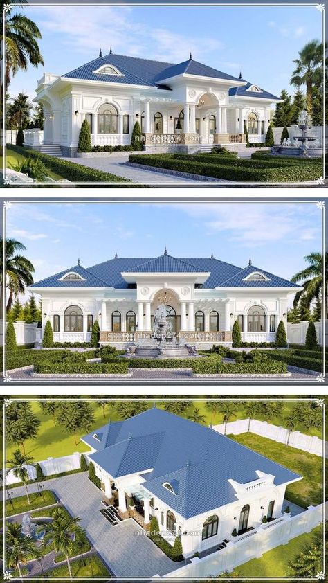 Villa House Plans, Modern Bungalow House Design, Villa Design Plan, Villain Aesthetic, Bungalow Style House Plans, House Roof Design, Classic House Exterior, Modern Villa Design, Villa House