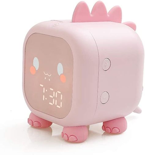 Dinosaur Lamp, Kids Alarm Clock, Bedside Clock, Boy Girl Bedroom, Cool Room Decor, Kawaii Dinosaur, Pink Dinosaur, Clock For Kids, Sound Control