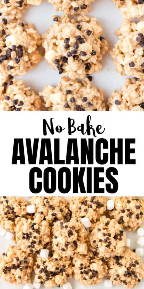 No Bake Avalanche Cookies Recipe, Avalanche Cookies No Bake, No Bake Avalanche Cookies, Cookies With Rice Krispies, White Chocolate Chips Recipes, Santa Cookie Recipe, Avalanche Cookies, Best No Bake Cookies, Christmas Cookies Kids